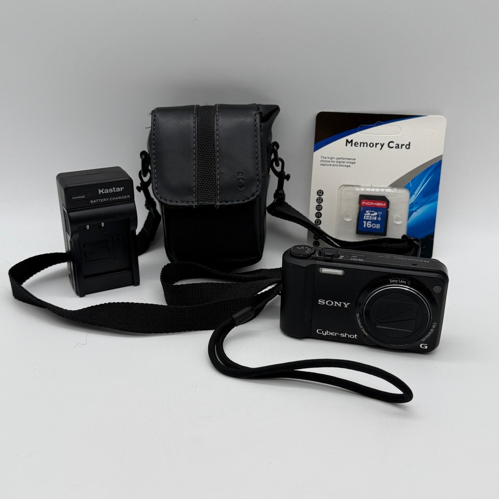 Sony Cybershot DSC-H70 Camera 16.1MP Black 10x Zoom Bundle TESTED